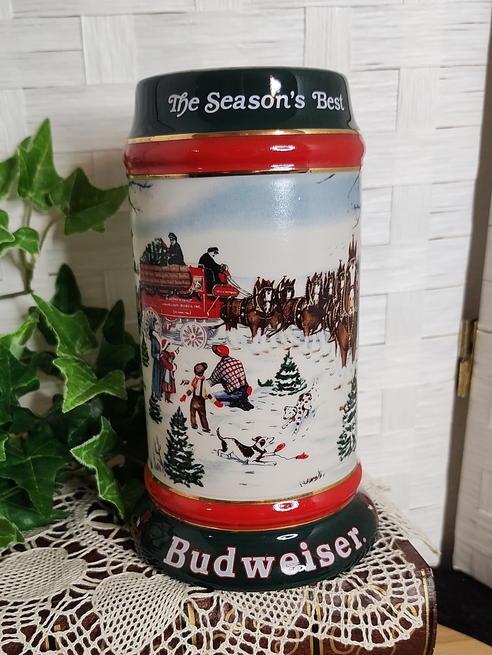 👉*VINTAGE* 1991 BUDWEISER / ANHEUSER BUSCH SEASONAL STEIN (CS133) ~CLYDESDALES